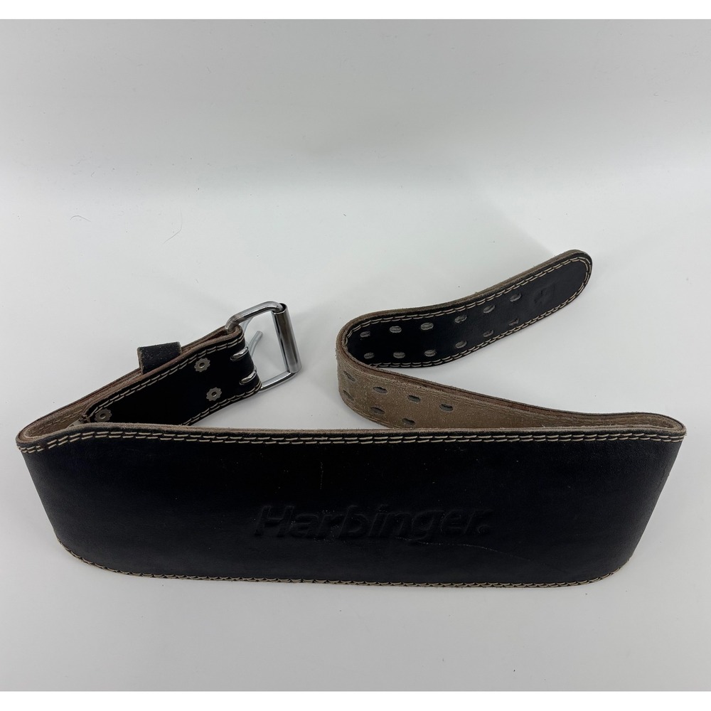 Harbinger Weightlifting Belt Men Large Black Leather Padded Support